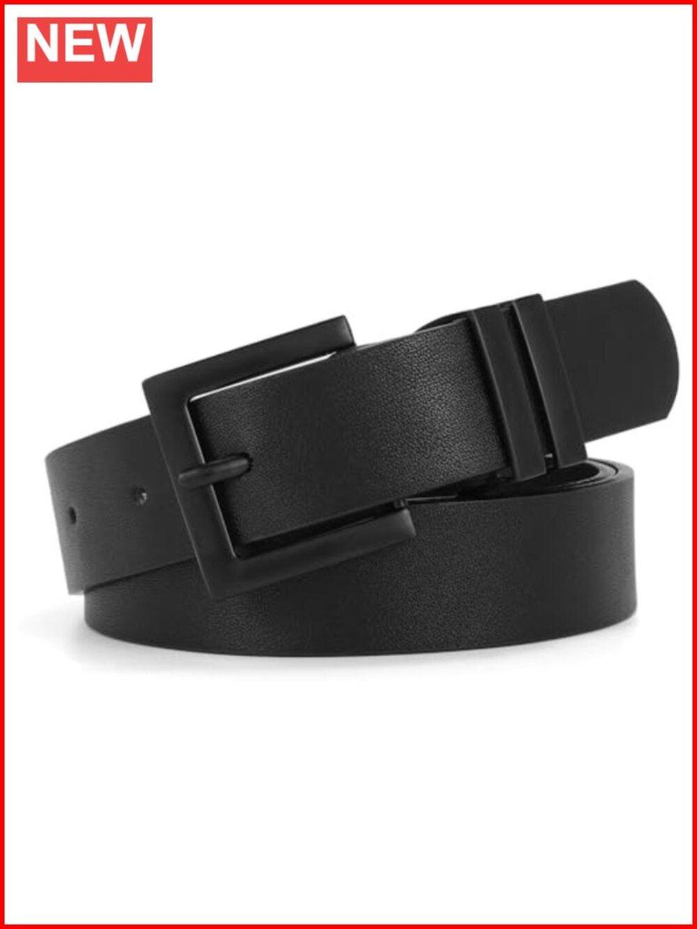 Women's PU Leather Belt Square Buckle Jeans Pants Dresses